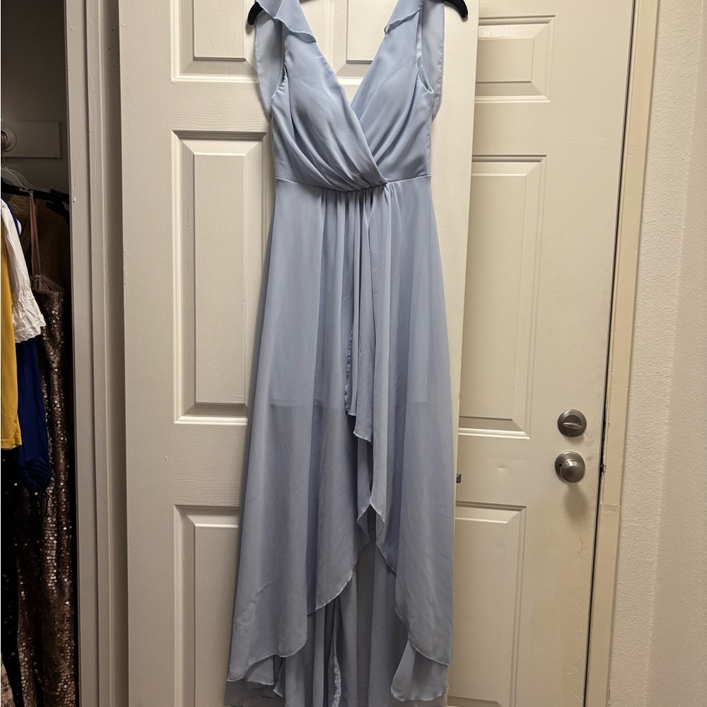 SHEIN Pale Blue Asymmetrical Wrap Maxi Dress
